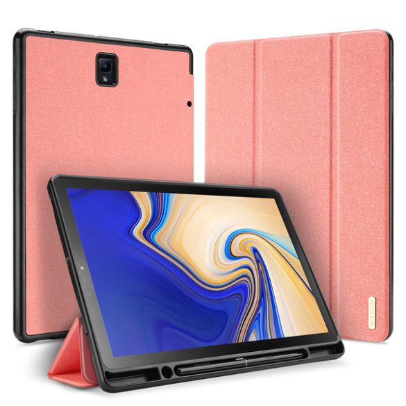 Samsung Galaxy Tab S4 10.5 SM-T830 / T835, mappa tok, Trifold, S Pen tartóval, Dux Ducis Domo, rózsaszín
