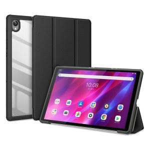 Lenovo Tab M10 Plus (10.3) TB-X606F, mappa tok, Trifold, légpárnás sarok, közepesen ütésálló, átlátszó hátlap, Dux Ducis Toby, fekete