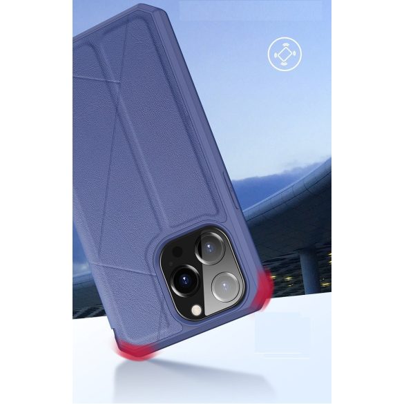 Apple iPhone 12 / 12 Pro, Oldalra nyíló tok, stand, Dux Ducis Skin X New, kék
