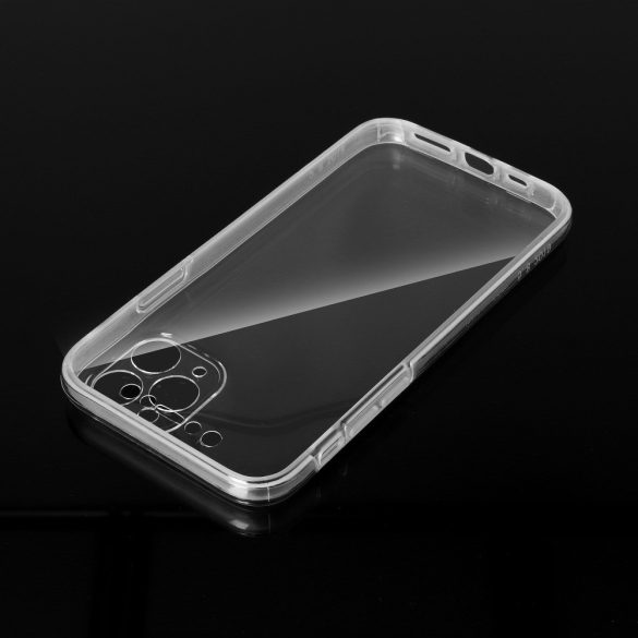 Samsung Galaxy A22 4G SM-A225F, Szilikon tok, előlapi, és műanyag hátlapi védelem, 360 Full Cover, átlátszó