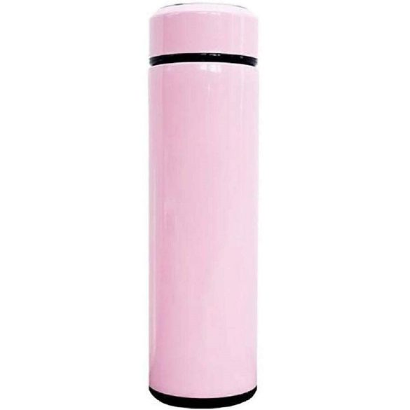 Prémium fémfalú termosz, hőtartó, LED-es érintő képernyős hőmérséklet kijelzővel, 500 ml, Wooze Keep Warm, rózsaszín