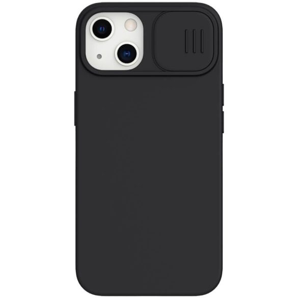 Apple iPhone 13, Szilikon tok, közepesen ütésálló, kamera védelem, Magsafe töltővel kompatibilis, Nillkin CamShield Silky Magnetic, fekete