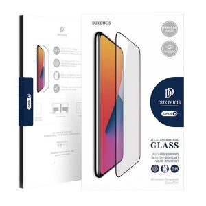 Apple iPhone 13 / 13 Pro / 14, Kijelzővédő fólia, ütésálló fólia (az íves részre is!), Tempered Glass (edzett üveg), Dux Ducis, fekete