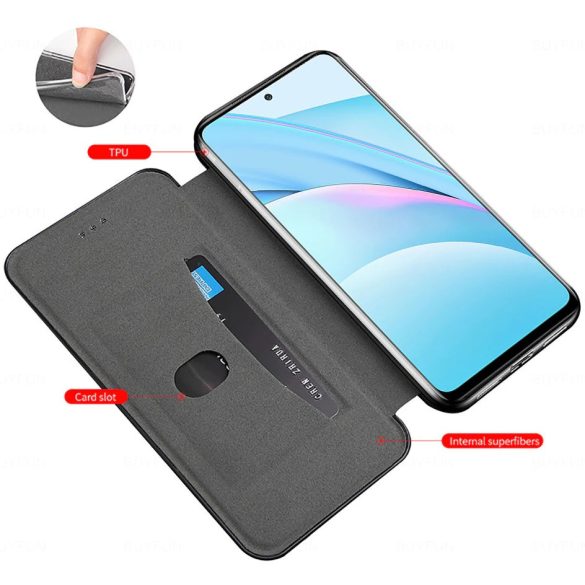 Huawei P Smart (2020), Oldalra nyíló tok, stand, Wooze Protect And Dress Book, fekete