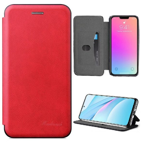 Xiaomi Redmi 9A / 9AT / 9i, Oldalra nyíló tok, stand, Wooze Protect And Dress Book, piros