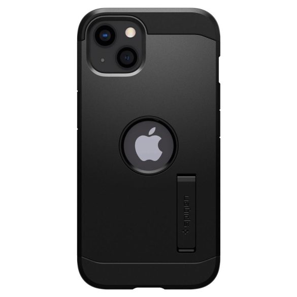 Apple iPhone 13, Szilikon tok + műanyag hátlap, kitámasztóval, Spigen Tough Armor, fekete