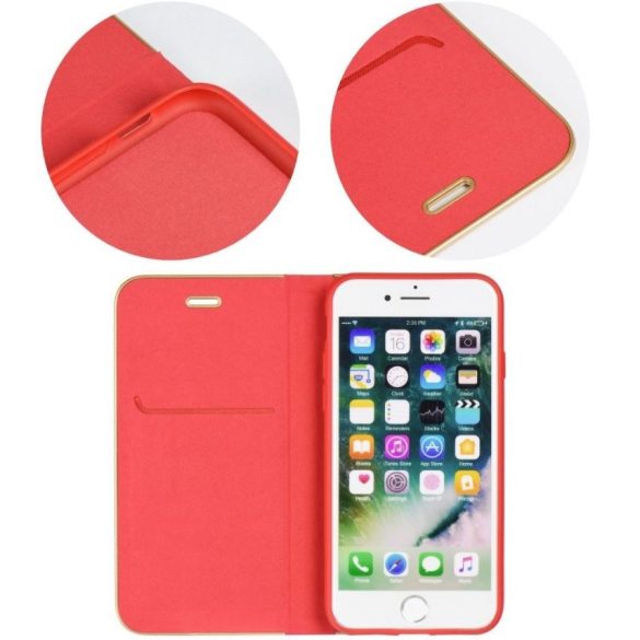 Apple iPhone 13 Pro, Oldalra nyíló tok, stand, Luna Book, piros