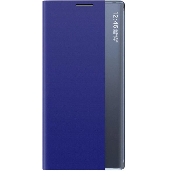 Huawei Mate 40 Pro, Oldalra nyíló tok, stand, hívás mutatóval, vékony csíkban, Wooze Look Inside, kék
