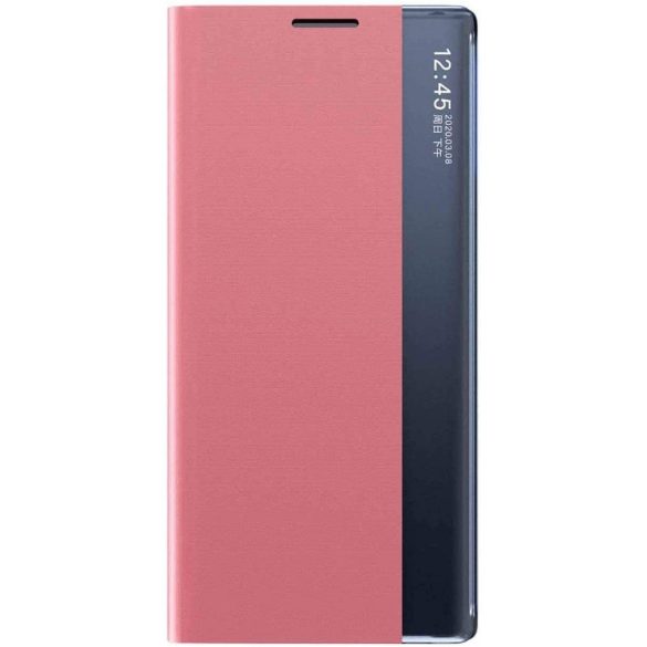 Huawei Mate 40 Pro, Oldalra nyíló tok, stand, hívás mutatóval, vékony csíkban, Wooze Look Inside, rózsaszín