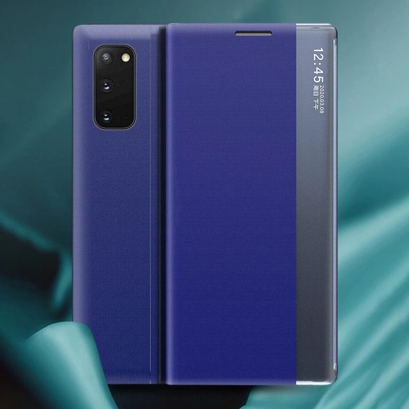 Huawei P Smart (2020), Oldalra nyíló tok, stand, hívás mutatóval, vékony csíkban, Wooze Look Inside, kék