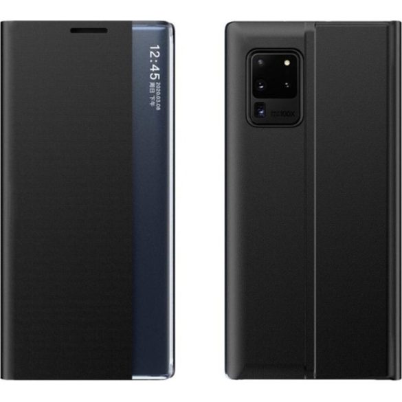 Samsung Galaxy A10s SM-A107F, Oldalra nyíló tok, stand, hívás mutatóval, vékony csíkban, Wooze Look Inside, fekete