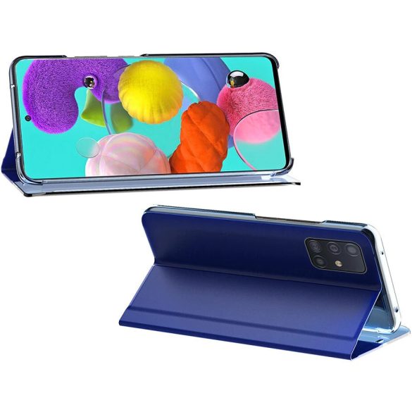 Samsung Galaxy A22 4G SM-A225F, Oldalra nyíló tok, stand, hívás mutatóval, vékony csíkban, Wooze Look Inside, kék