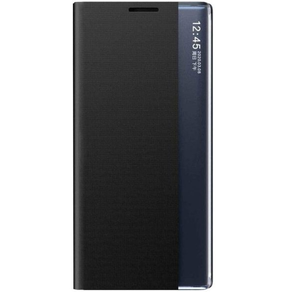 Xiaomi Poco M3, Oldalra nyíló tok, stand, hívás mutatóval, vékony csíkban, Wooze Look Inside, fekete