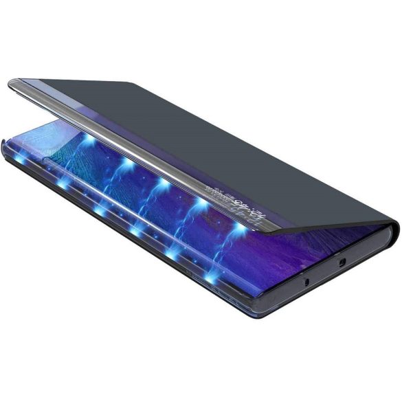 Samsung Galaxy A02 SM-A022F, Oldalra nyíló tok, stand, hívás mutatóval, vékony csíkban, Wooze Look Inside, sötétkék