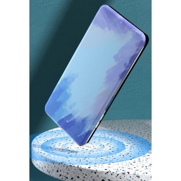 Apple iPhone 11 Pro Max, Oldalra nyíló tok, stand, festék minta, Wooze Flashy Colors, színes/kék