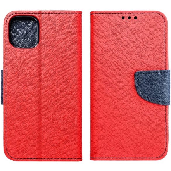 Xiaomi Redmi 10 / Redmi 10 (2022), Oldalra nyíló tok, stand, Fancy Book, piros