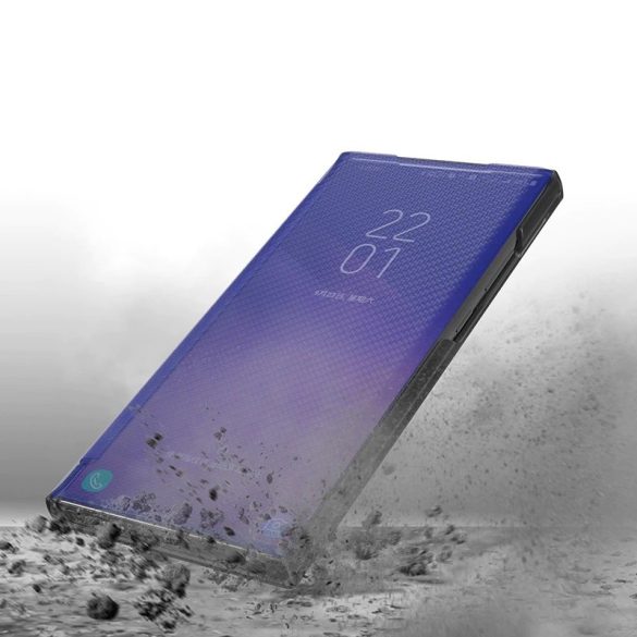 Huawei Honor 30, Oldalra nyíló tok, stand, hívás mutatóval, kevlár minta, Wooze Smart View Cover Carbon, kék