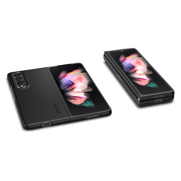 Samsung Galaxy Z Fold3 5G SM-F926B, Műanyag hátlap védőtok, Spigen Airskin, ultravékony, fekete