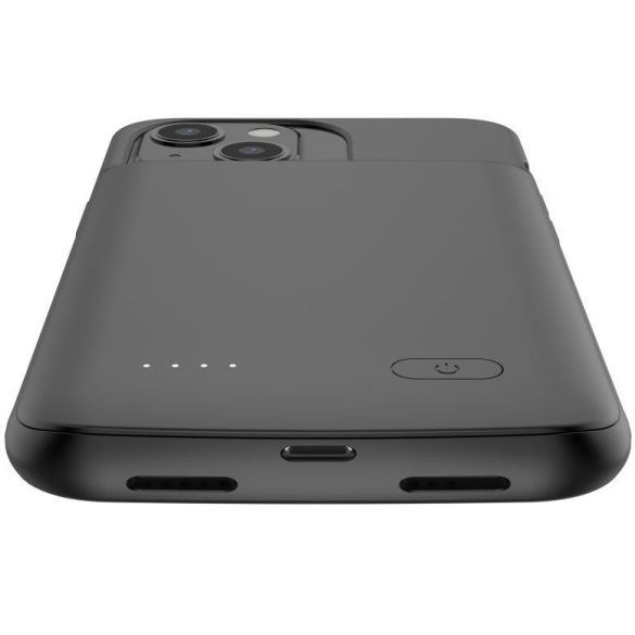 Apple iPhone 13 / 13 Pro, Szilikon tok, műanyag hátlap + Akkumulátor, 4800 mAh, LED-es, Tech-Protect PowerCase, fekete
