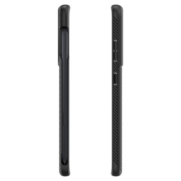 Samsung Galaxy S21 Ultra 5G SM-G998, Szilikon tok, Spigen Liquid Air (Pen tartóval), háromszög minta, fekete