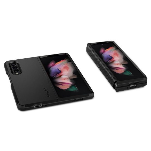 Samsung Galaxy Z Fold3 5G SM-F926B, Szilikon tok + műanyag hátlap, Spigen Tough Armor, fekete