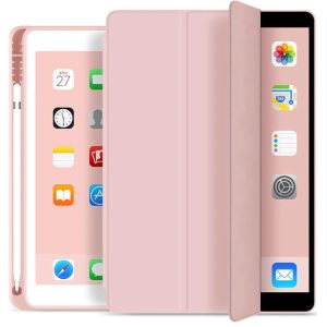 Apple iPad Air (2020 / 2022) / iPad Air 11 (2024), mappa tok, Apple Pencil tartóval, Smart Case, rózsaszín