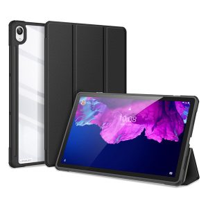 Lenovo Tab P11 (11.0) TB-J606F, mappa tok, Trifold, légpárnás sarok, közepesen ütésálló, átlátszó hátlap, Dux Ducis Toby, fekete