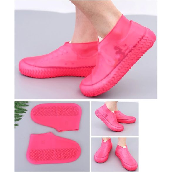 Latex vízálló cipővédő, M méret, 35 - 39 méret, Wooze Silica Socks, rózsaszín