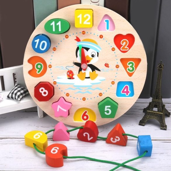 Fa mókás és készségfejlesztő puzzle óra, gyerekeknek, 12 db-os, Wooze Puzzle Clock, színes