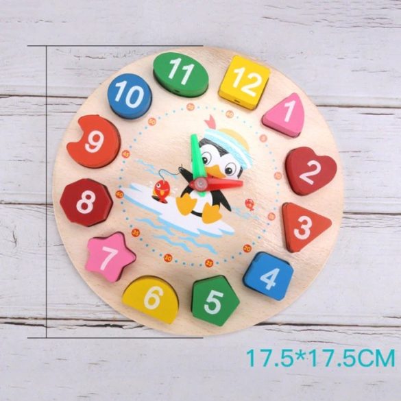 Fa mókás és készségfejlesztő puzzle óra, gyerekeknek, 12 db-os, Wooze Puzzle Clock, színes