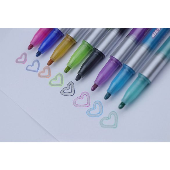 Kontúr vonalas metál filctoll szett, 8db-os, Wooze Magic Pen, színes