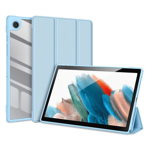 Samsung Galaxy Tab A8 10.5 (2021) SM-X200 / X205, mappa tok, Trifold, légpárnás sarok, közepesen ütésálló, átlátszó hátlap, Dux Ducis Toby, kék