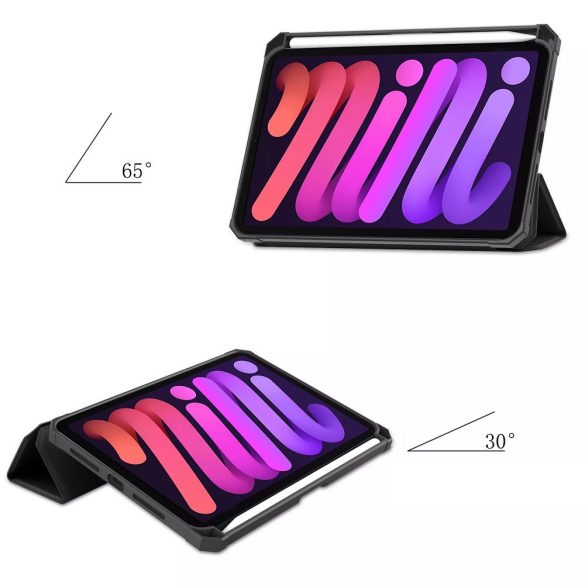 Apple iPad Mini (2021) (8.3), mappa tok, Apple Pencil tartóval, Smart Case, Wooze New Style Trifold Case, bordó