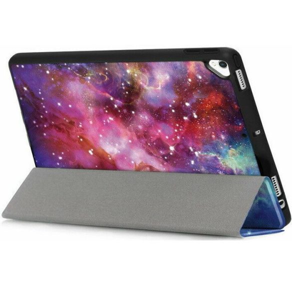 Apple iPad Pro 12.9 (2020), mappa tok, Apple Pencil tartóval, világűr minta, Smart Case, Wooze New Style Trifold Case, színes