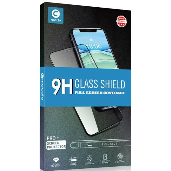 Realme X50 Pro 5G, Kijelzővédő fólia, ütésálló fólia (az íves részre is!), Tempered Glass (edzett üveg), Full Glue, Mocolo, fekete