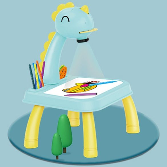 Projektoros készségfejlesztő rajztábla és asztal, gyerekeknek, dinoszaurusz, Wooze Magic Draw, kék