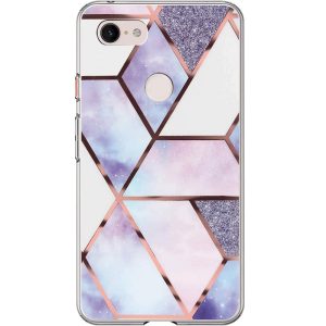 Apple iPhone 11 Pro, Szilikon tok, sokszöges márvány minta, Wooze Geometric Marble, színes/kék