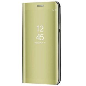 Samsung Galaxy S22 5G SM-S901, Oldalra nyíló tok, hívás mutatóval, Smart View Cover, arany (utángyártott)