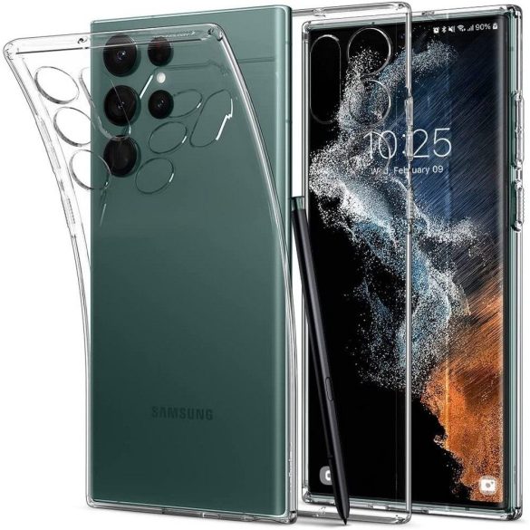Samsung Galaxy S22 Ultra 5G SM-S908, Szilikon tok, Spigen Liquid Crystal, átlátszó
