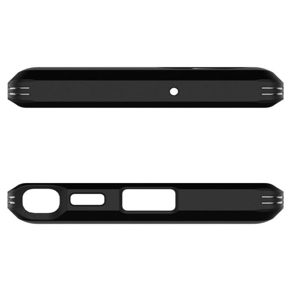 Samsung Galaxy S22 Ultra 5G SM-S908, Szilikon tok + műanyag hátlap, kitámasztóval, Spigen Tough Armor, fekete