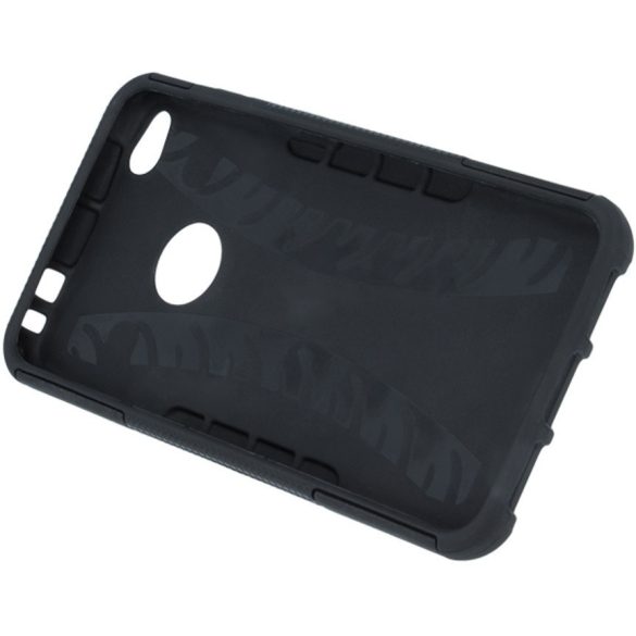 Xiaomi Redmi Note 11 / Note 11S, Műanyag hátlap védőtok, Defender, kitámasztóval és szilikon belsővel, autógumi minta, fekete