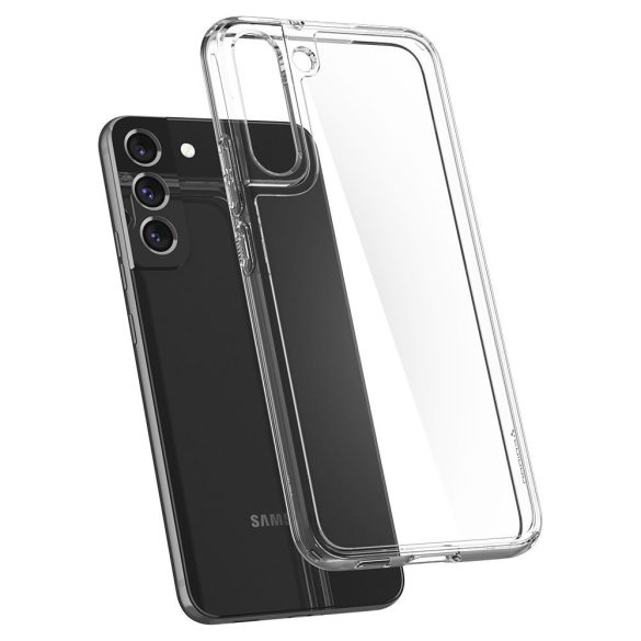 Samsung Galaxy S22 5G SM-S901, Műanyag hátlap védőtok + szilikon keret, Spigen Ultra Hybrid, átlátszó
