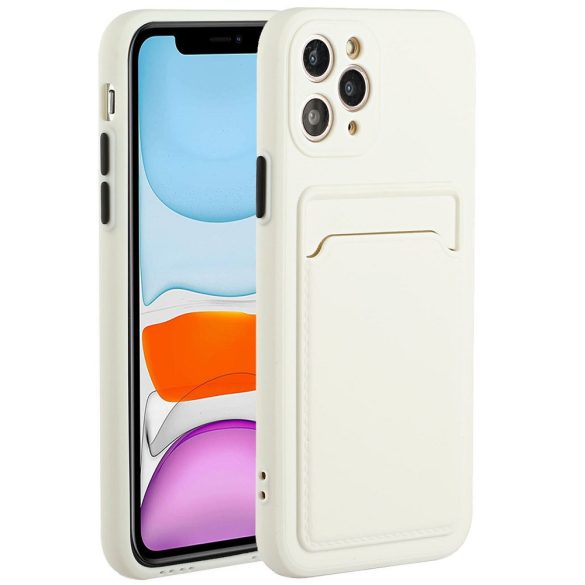 Xiaomi Redmi 10 / Redmi 10 (2022), Szilikon tok, kártyatartóval, Wooze Card Slot, fehér