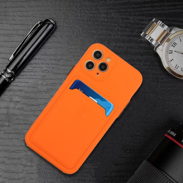 Xiaomi Poco X3 GT, Szilikon tok, kártyatartóval, Wooze Card Slot, narancssárga