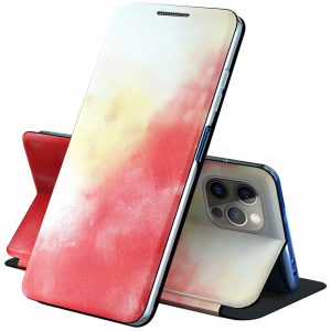 Xiaomi Mi 11, Oldalra nyíló tok, stand, festék minta, Wooze Flashy Colors, színes/piros