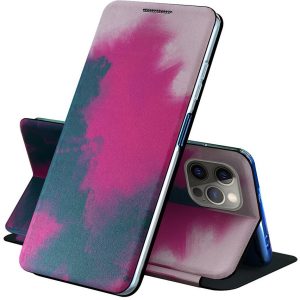 Xiaomi Poco X3 GT, Oldalra nyíló tok, stand, festék minta, Wooze Flashy Colors, színes/lila