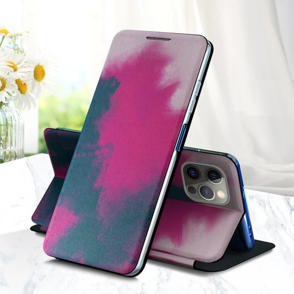 Xiaomi Poco X3 GT, Oldalra nyíló tok, stand, festék minta, Wooze Flashy Colors, színes/lila