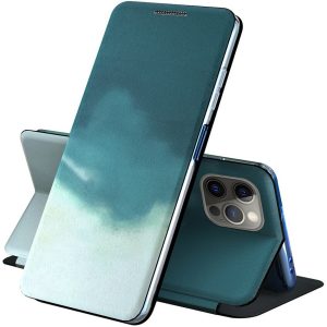 Xiaomi Poco X3 GT, Oldalra nyíló tok, stand, festék minta, Wooze Flashy Colors, színes/zöld