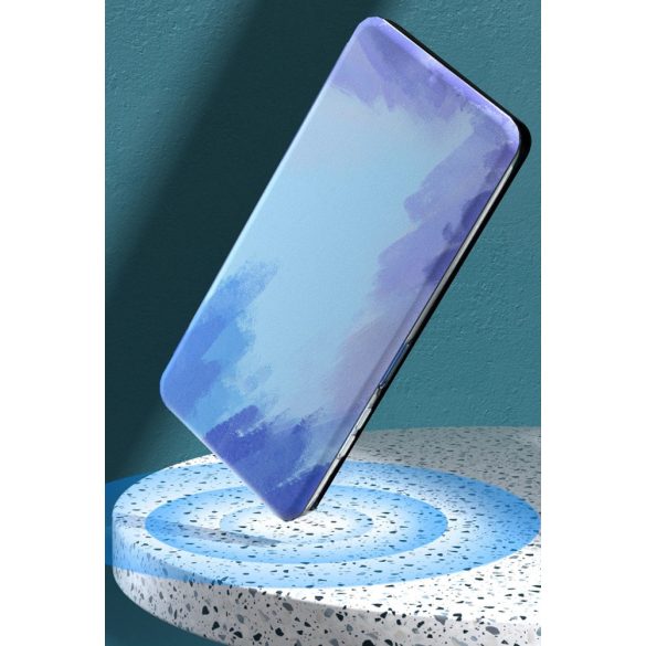 Xiaomi Redmi 9T, Oldalra nyíló tok, stand, festék minta, Wooze Flashy Colors, színes/rózsaszín