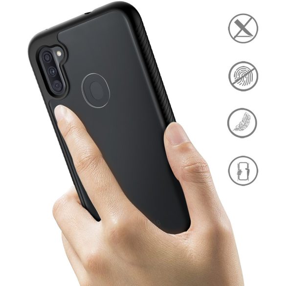 Google Pixel 5a, Szilikon hátlap és műanyag előlapi tok, elő- és hátlapi üveggel, közepsen ütésálló, Wooze Power Case, fekete/piros